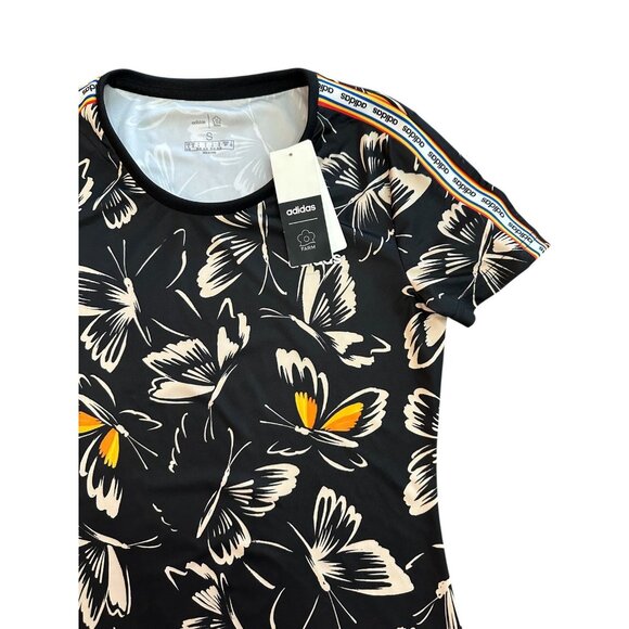 NWT Adidas x Farm Rio Butterfly Print Activewear Mini Dress Black Small - Picture 1 of 6